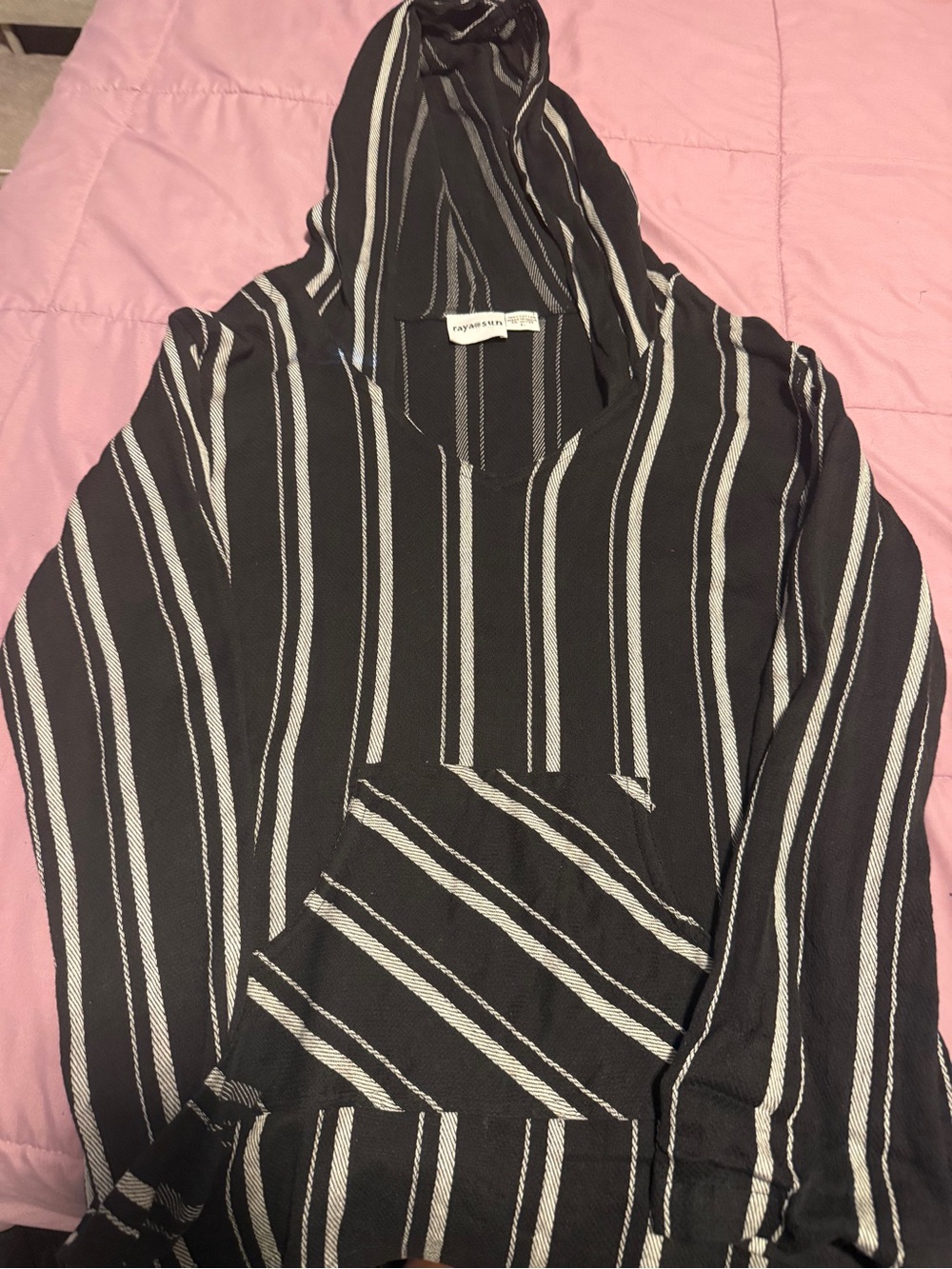 Striped Black & Gray Hooded Women's shirt